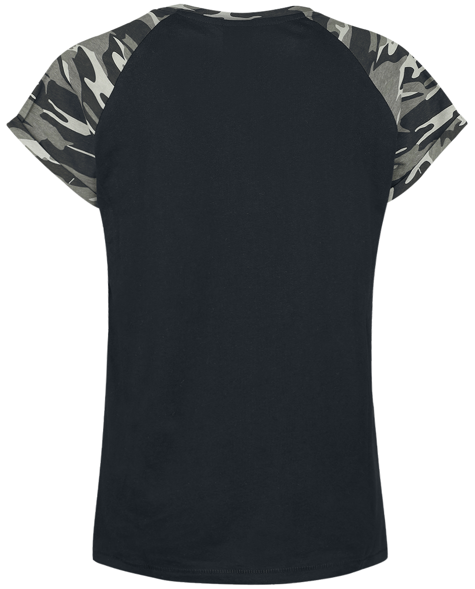 T-Shirt Manches courtes  de Urban Classics - T-shirt Manches Raglan Femme - XS à 5XL - pour Femme - noir/camouflage sombre - Urban Classics - View 2