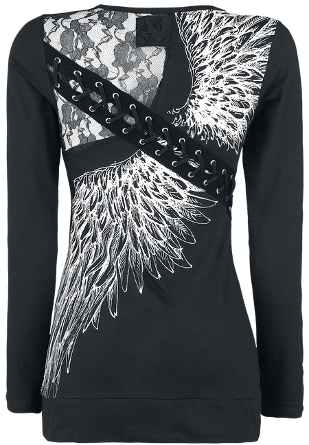 T-shirt manches longues  de Vixxsin - Top Shadow Angel - S à 4XL - pour Femme - noir - Vixxsin - View 2