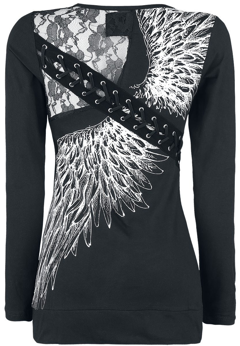 T-shirt manches longues  de Vixxsin - Top Shadow Angel - S à 3XL - pour Femme - noir - Vixxsin - View 2