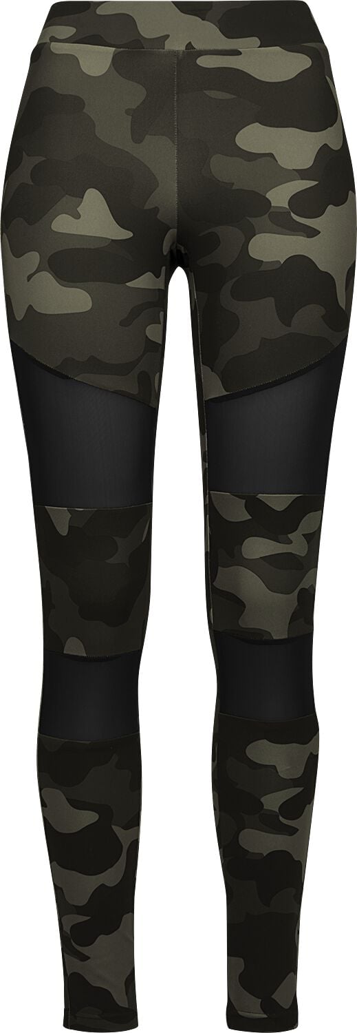 Legging  de Urban Classics - Legging Tech Mesh Camouflage Femme - XS à 5XL - pour Femme - camouflage forêt/noir - Urban Classics