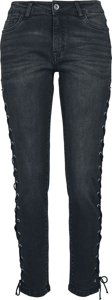 Jean  de Urban Classics - Jean Taille Haute Skinny Femme - W26L32 à W29L32 - pour Femme - noir - Urban Classics