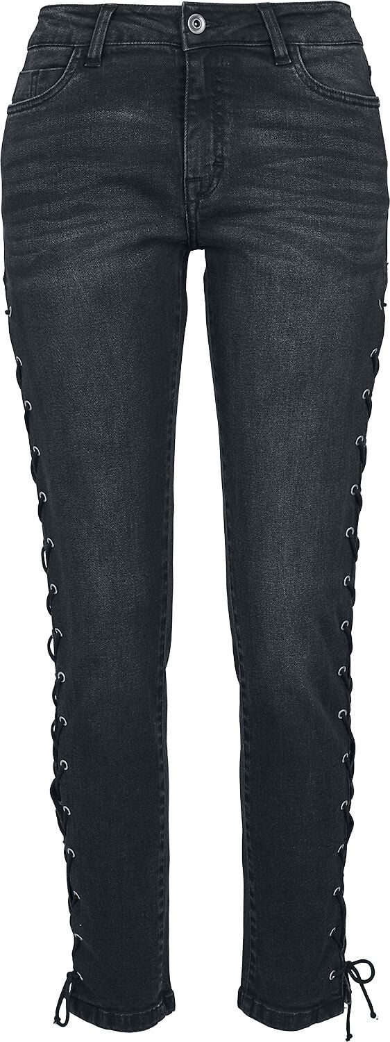 Jean  de Urban Classics - Jean Taille Haute Skinny Femme - W26L32 à W29L32 - pour Femme - noir - Urban Classics