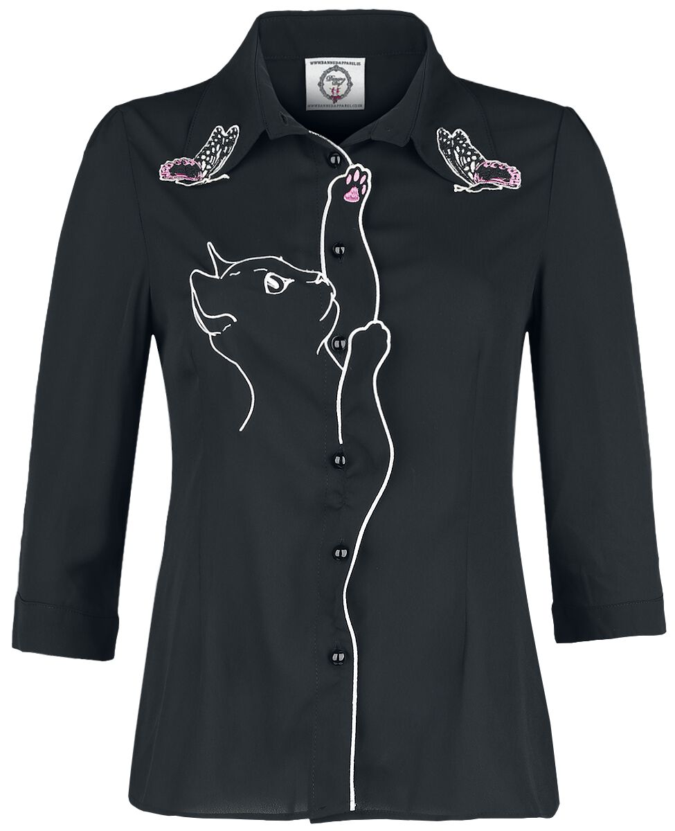Chemisier Rockabilly de Dancing Days - Chemise Snow Bird - S à 4XL - pour Femme - noir - Dancing Days