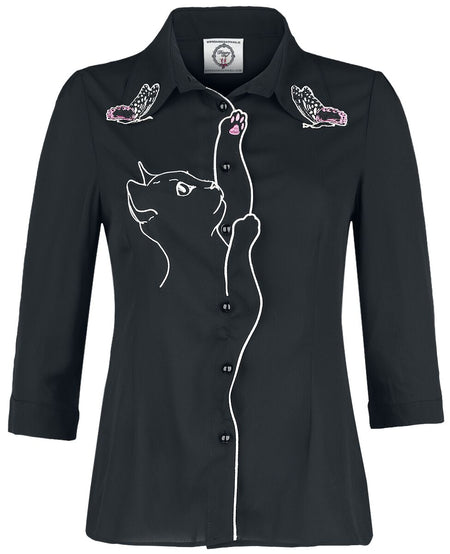 Chemisier Rockabilly de Dancing Days - Chemise Snow Bird - S à 4XL - pour Femme - noir - Dancing Days