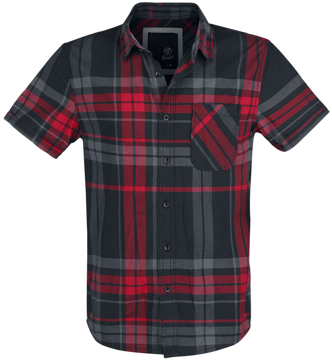 Chemise manches courtes  de Brandit - Chemise à carreaux Mike - S à 5XL - pour Homme - noir/anthracite/rouge - Brandit