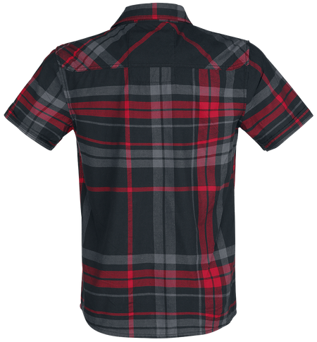 Chemise manches courtes  de Brandit - Chemise à carreaux Mike - S à 5XL - pour Homme - noir/anthracite/rouge - Brandit - View 2