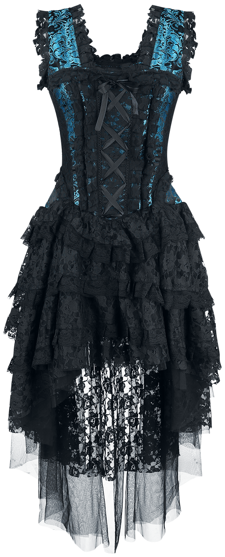 Robe longue  de Burleska - Robe Ophelie - S à 4XL - pour Femme - noir/bleu - Burleska - View 2