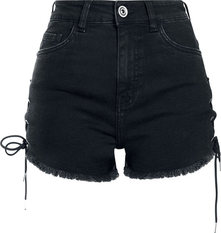 Short Sexy  de Urban Classics - Short En Jean Lacé Taille Haute - 26 à 34 - pour Femme - noir - Urban Classics