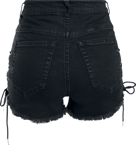 Short Sexy  de Urban Classics - Short En Jean Lacé Taille Haute - 26 à 34 - pour Femme - noir - Urban Classics - View 2