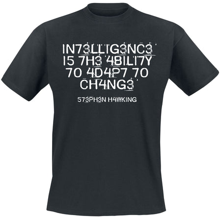 T-Shirt Manches courtes Fun de Slogans - Intelligence Is The Ability To Adapt To Change - S à 5XL - pour Homme - noir - Slogans