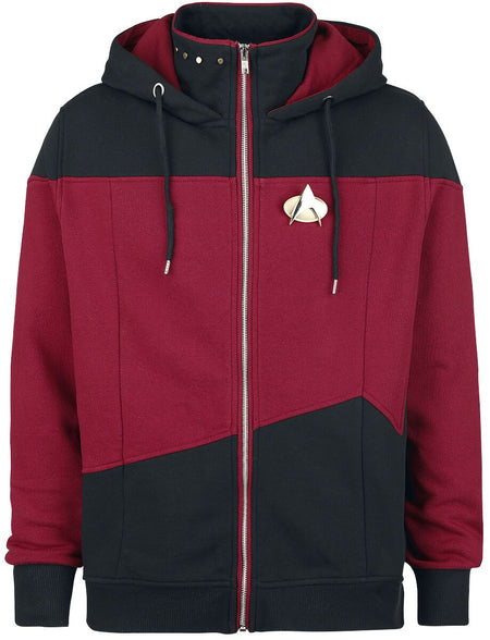 Sweat-shirt zippé à capuche  de Star Trek - La Nouvelle Génération - S à 5XL - pour Homme - rouge/noir - Star Trek