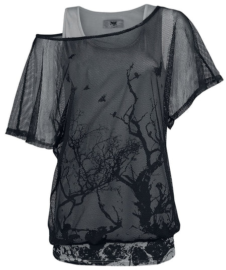 T-Shirt Manches courtes  de Black Premium by EMP - When The Heart Rules The Mind - S à 5XL - pour Femme - gris/noir - Black Premium by EMP