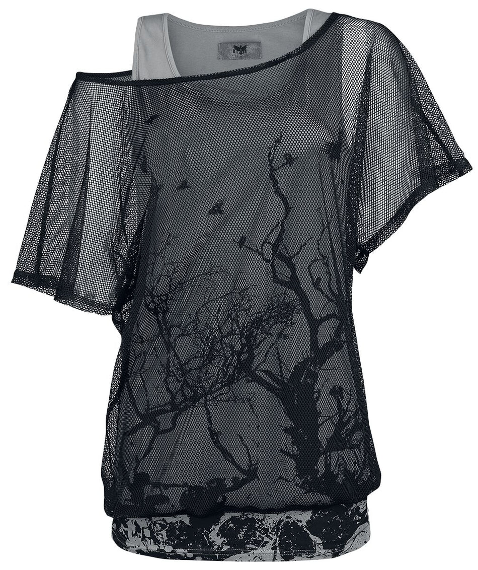 T-Shirt Manches courtes  de Black Premium by EMP - When The Heart Rules The Mind - S à 5XL - pour Femme - gris/noir - Black Premium by EMP