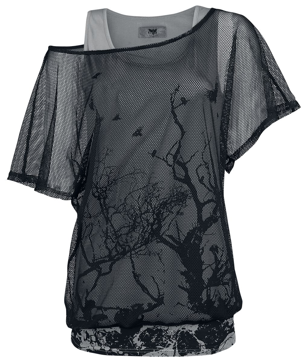 T-Shirt Manches courtes  de Black Premium by EMP - When The Heart Rules The Mind - S à 5XL - pour Femme - gris/noir - Black Premium by EMP