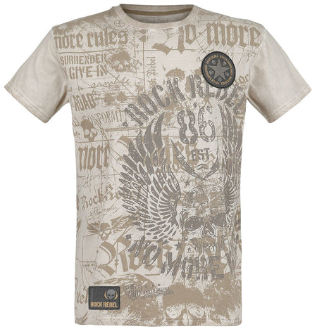 T-Shirt Manches courtes  de Rock Rebel by EMP - Rebel Soul - S à XXL - pour Homme - beige - Rock Rebel by EMP