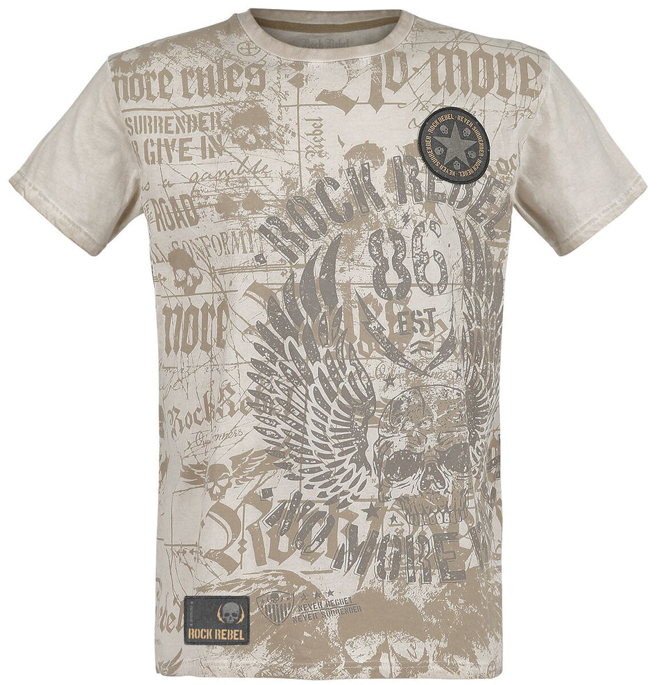 T-Shirt Manches courtes  de Rock Rebel by EMP - Rebel Soul - S à XXL - pour Homme - beige - Rock Rebel by EMP
