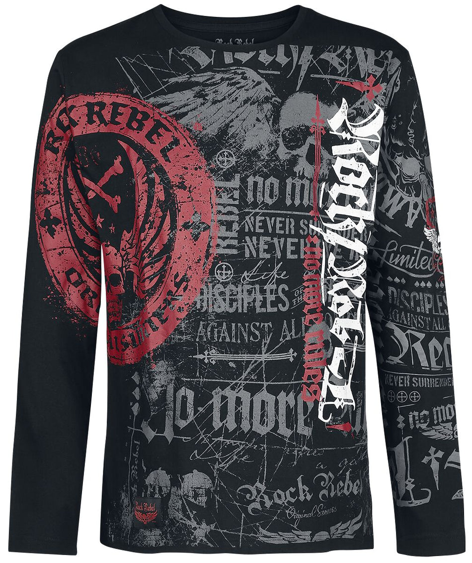 T-shirt manches longues  de Rock Rebel by EMP - Rock And Roll Dreams Come Through - M à 5XL - pour Homme - noir - Rock Rebel by EMP