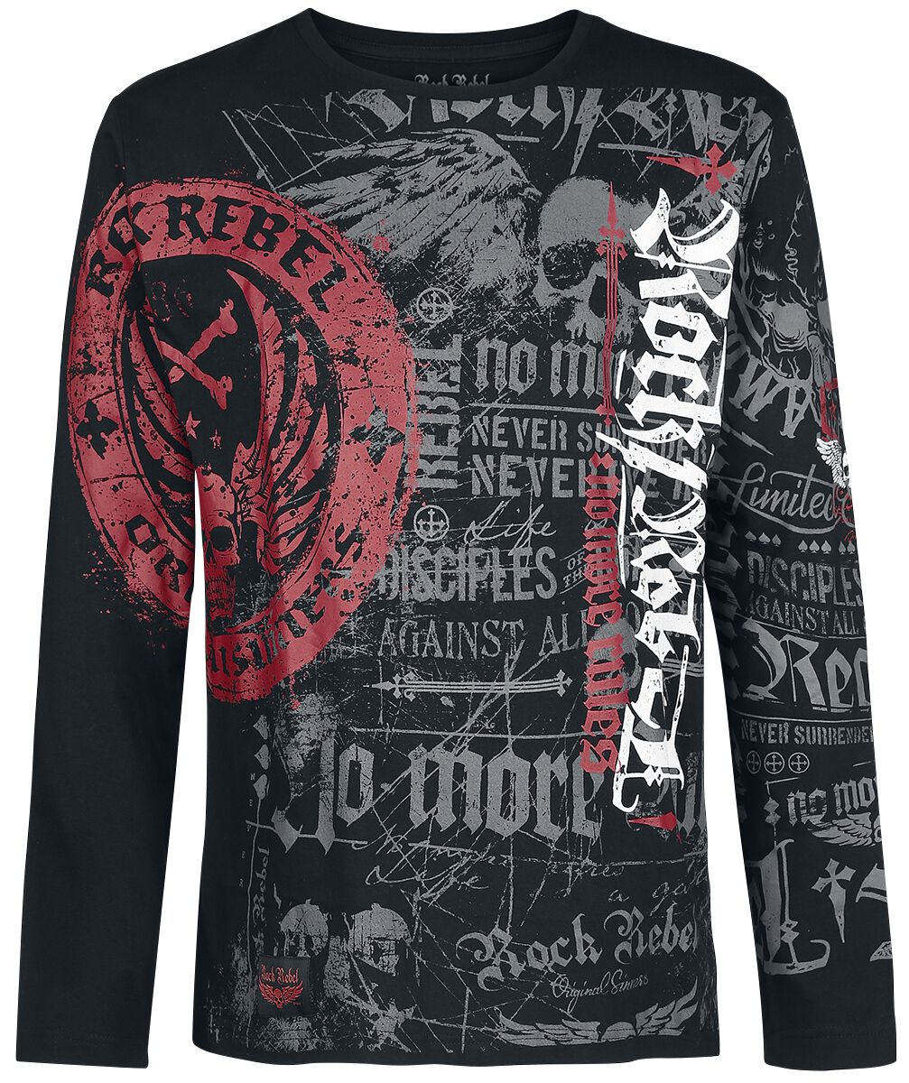 T-shirt manches longues  de Rock Rebel by EMP - Rock And Roll Dreams Come Through - S à 5XL - pour Homme - noir - Rock Rebel by EMP
