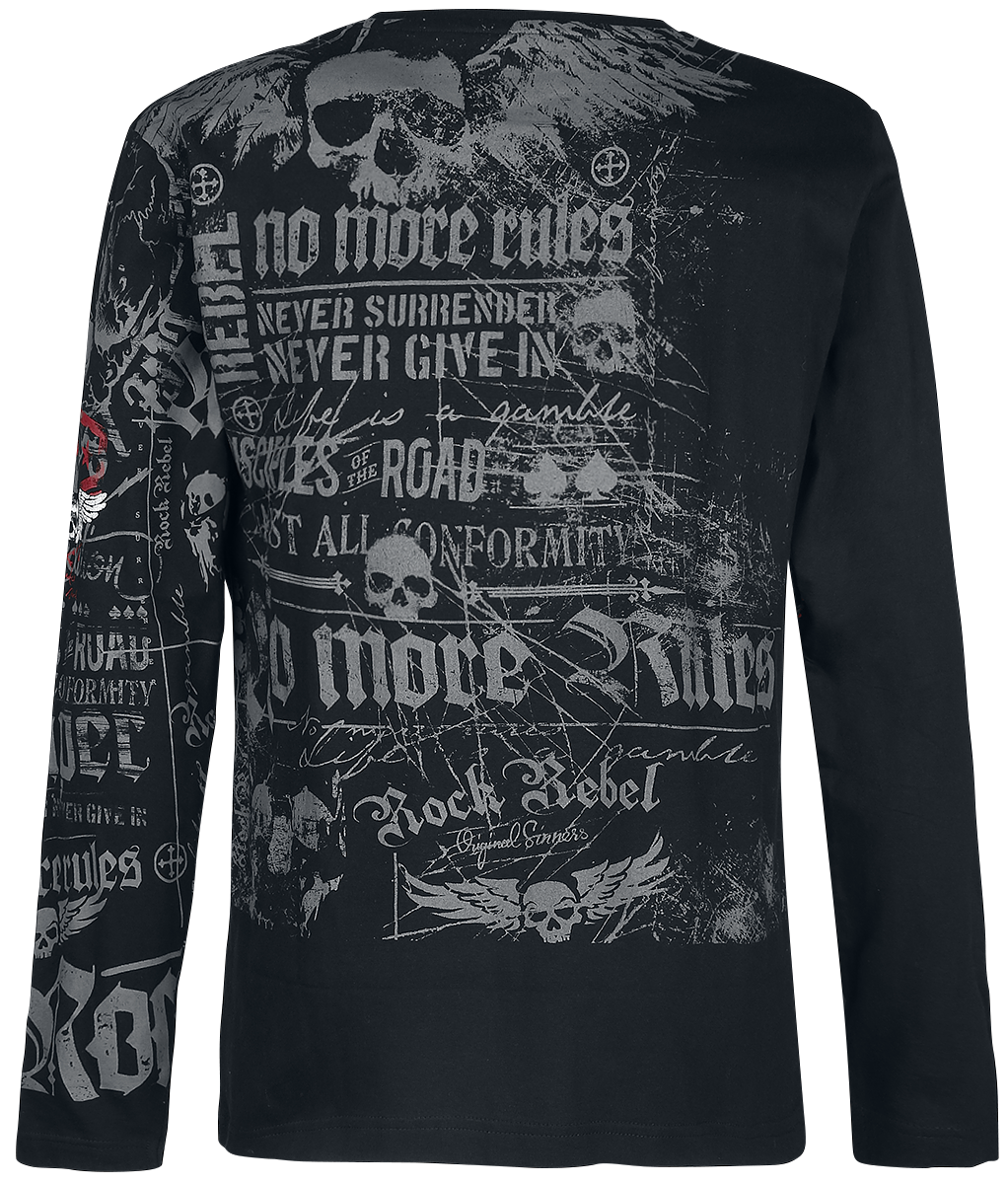 T-shirt manches longues  de Rock Rebel by EMP - Rock And Roll Dreams Come Through - M à 5XL - pour Homme - noir - Rock Rebel by EMP - View 2