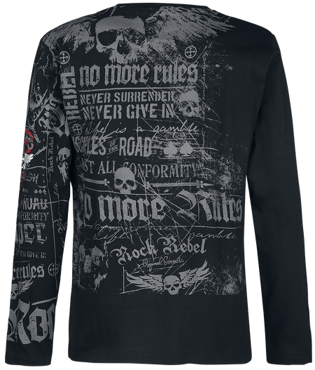 T-shirt manches longues  de Rock Rebel by EMP - Rock And Roll Dreams Come Through - M à 5XL - pour Homme - noir - Rock Rebel by EMP - View 2