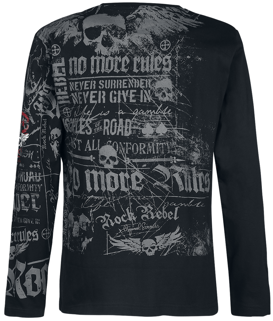 T-shirt manches longues  de Rock Rebel by EMP - Rock And Roll Dreams Come Through - M à 5XL - pour Homme - noir - Rock Rebel by EMP - View 2