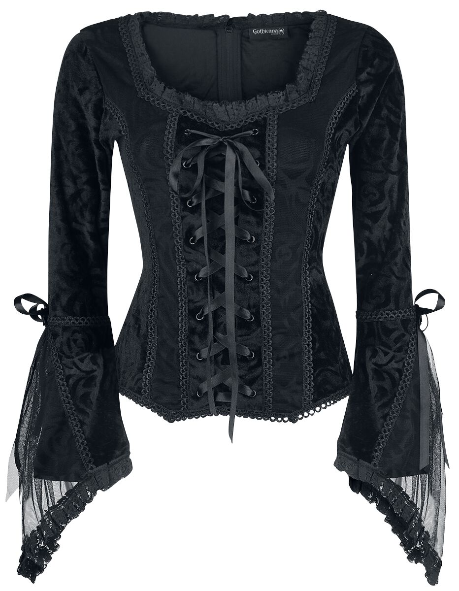 T-shirt manches longues Gothic de Gothicana by EMP - Rosemary - S à 3XL - pour Femme - noir - Gothicana by EMP