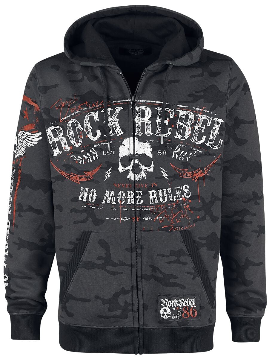 Sweat-shirt zippé à capuche  de Rock Rebel by EMP - Mask Of Sanity - S à M - pour Homme - gris foncé - Rock Rebel by EMP