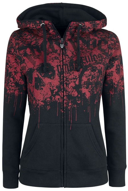 Sweat-shirt zippé à capuche  de Rock Rebel by EMP - Freaking Out Loud - S à XXL - pour Femme - noir - Rock Rebel by EMP