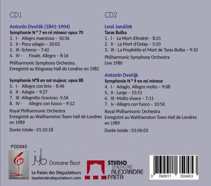 Dvorák - Janácek : Symphonies Numéro 7, Numéro 8, Numéro 9 - Taras Bulba / Carlos Païta - Front Cover