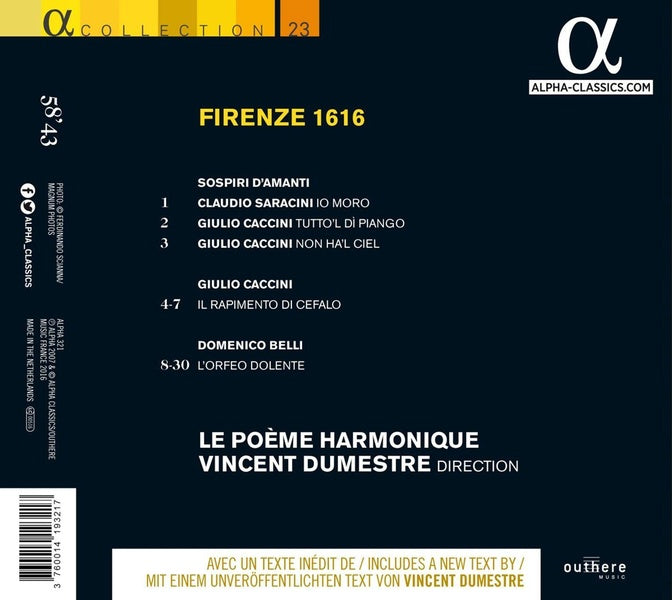 Firenze 1616, Le Poème Harmonique - Front Cover