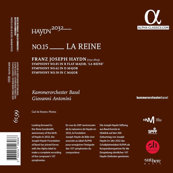 Haydn 2032, Volume 15 : La Reine - Front Cover