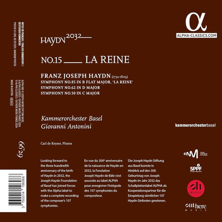 Haydn 2032, Volume 15 : La Reine - Front Cover