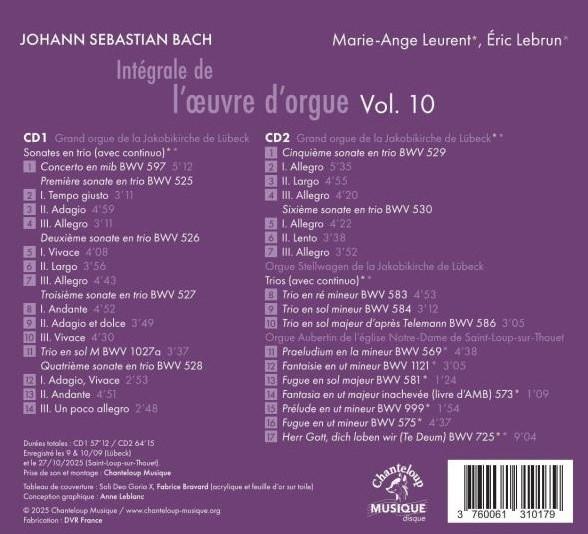 L'Intégrale des œuvres pour orgue Volume 10 - Front Cover