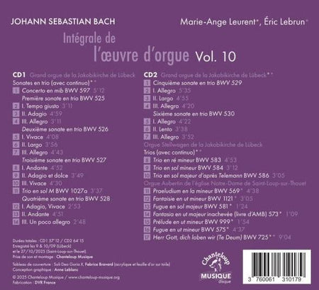 L'Intégrale des œuvres pour orgue Volume 10 - Front Cover