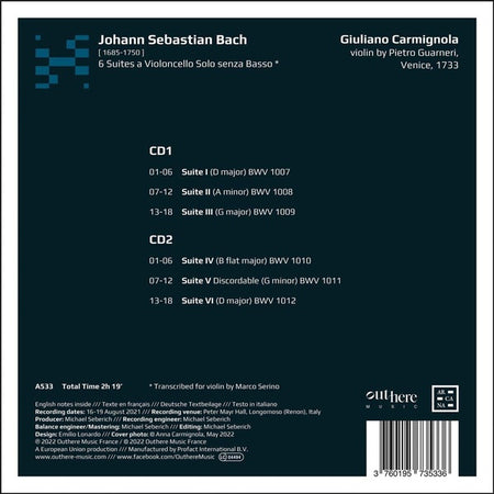 6 Suites A Violoncello Solo Senza Basso - Front Cover