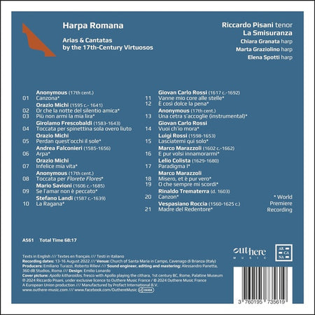 Harpa Romana Arias Cantatas By The 17th Century Virtuosos - Front Cover