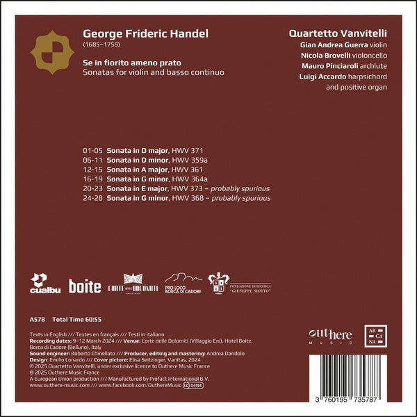 Se in fiorito ameno prato / Sonates pour violon et basse continue - Front Cover