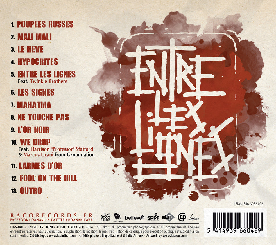 ENTRE LES LIGNES - Back Cover