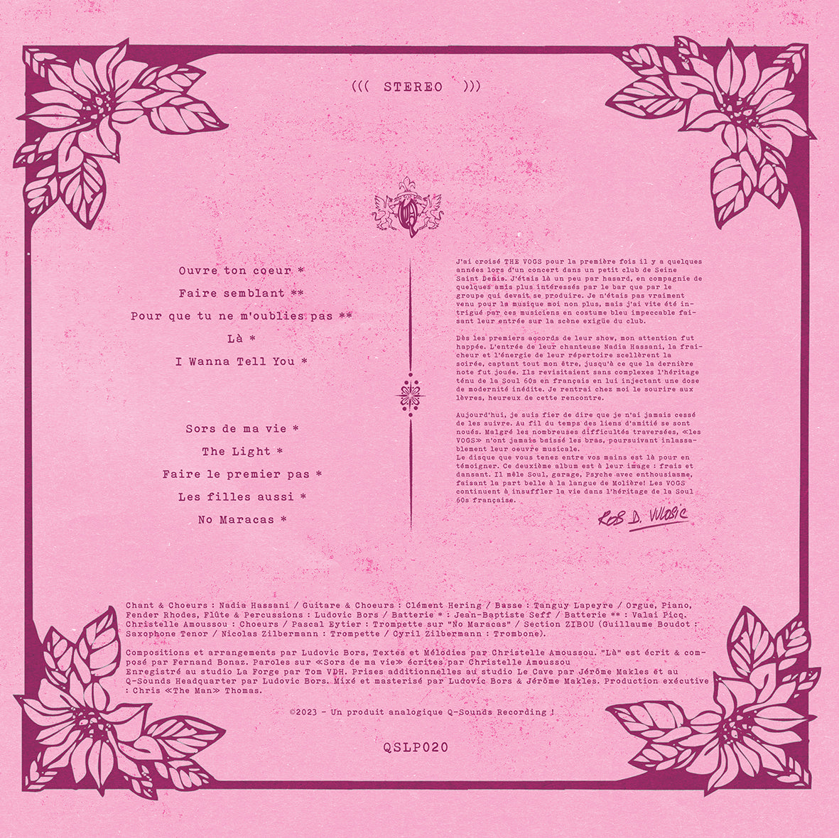 Du fond du coeur - Back Cover