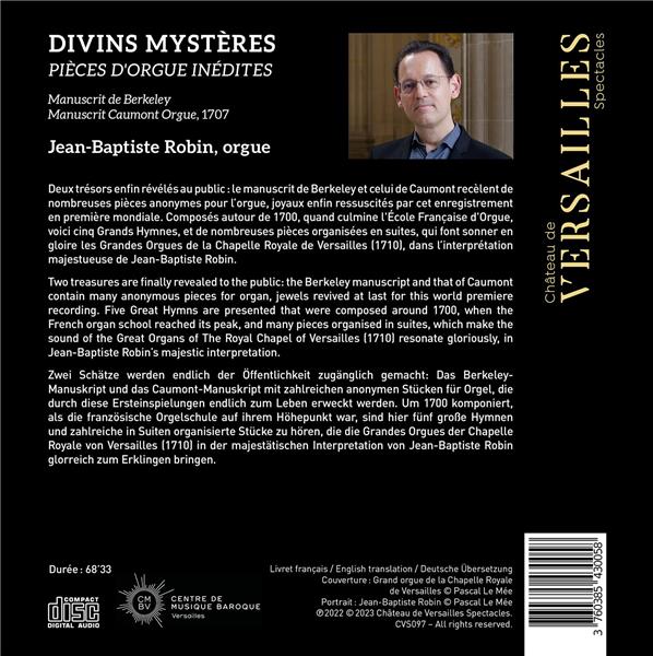Divins Mystères - Organ Discoveries : Berkeley & Caumont Manuscripts - Front Cover