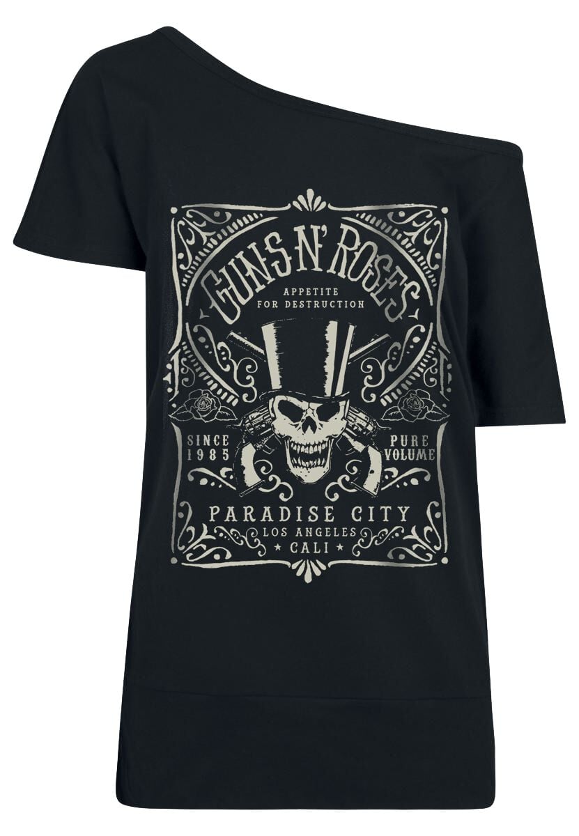 T-Shirt Manches courtes  de Guns N' Roses - Étiquette Paradise City - S à 5XL - pour Femme - noir - Guns N' Roses