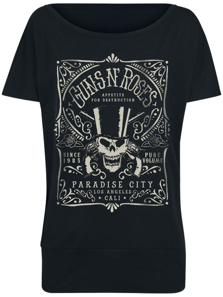 T-Shirt Manches courtes  de Guns N' Roses - Étiquette Paradise City - S à 5XL - pour Femme - noir - Guns N' Roses - View 2