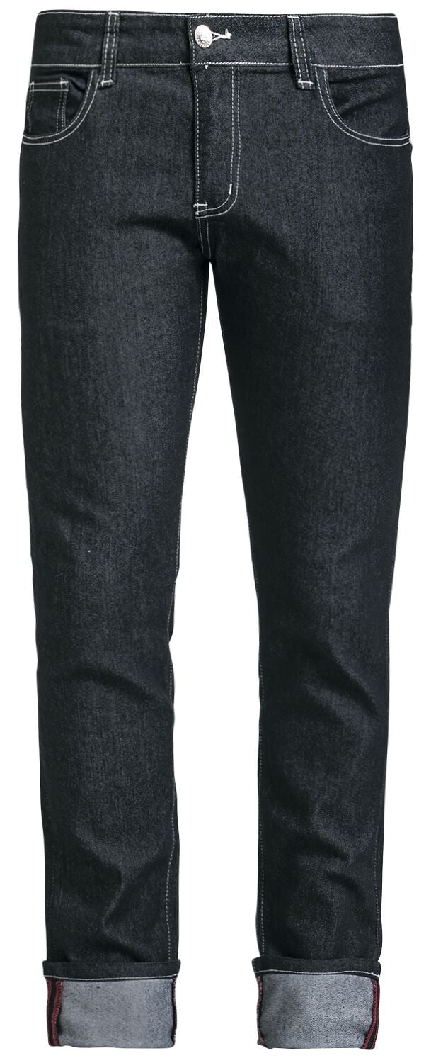Jean Rockabilly de Banned Alternative - Rockabilly Slim - W30L32 à W38L34 - pour Homme - noir - Banned Alternative
