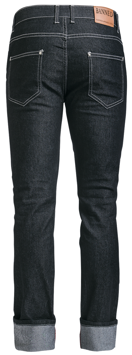 Jean Rockabilly de Banned Alternative - Rockabilly Slim - W30L32 à W38L34 - pour Homme - noir - Banned Alternative - View 2
