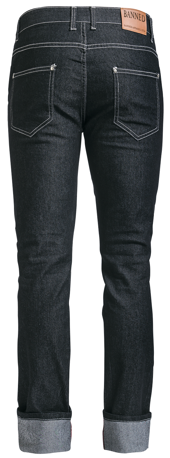 Jean Rockabilly de Banned Alternative - Rockabilly Slim - W30L32 à W38L34 - pour Homme - noir - Banned Alternative - View 2