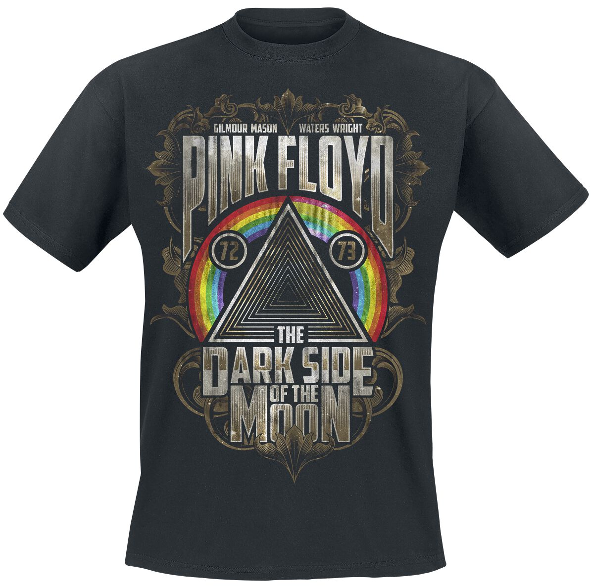 T-Shirt Manches courtes  de Pink Floyd - Dark Side - Feuilles d'Or - S à XXL - pour Homme - noir - Pink Floyd