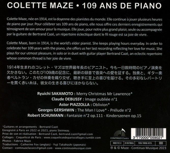109 Ans de Piano - Front Cover