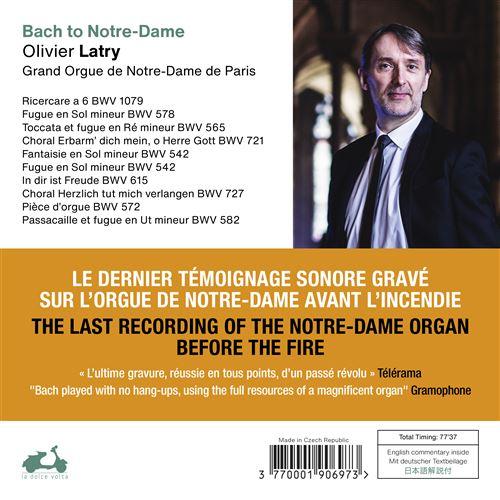 Bach To Notre Dame - Front Cover