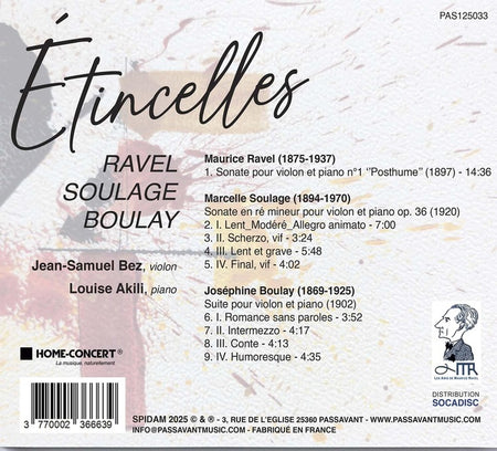 Etincelles / Sonates pour violon et piano - Front Cover