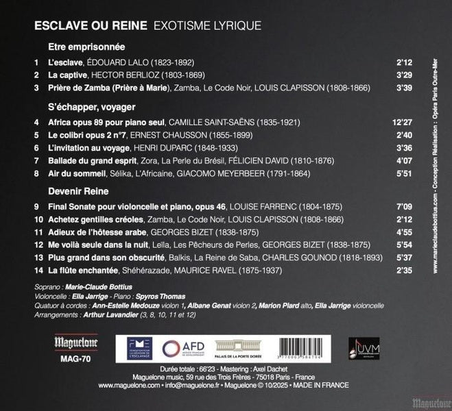 Esclave ou Reine - Exotisme Lyrique / Marie Claude Bottius - Front Cover